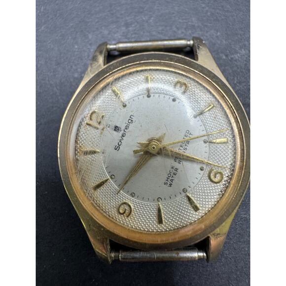 Vtg Sovereign Shock Protected Waterproof Stainless Steel Gold Tone Swiss Watch main image 8